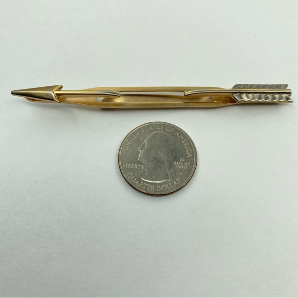 Vintage Swank Arrow Tie Bar Pierced Look 1940’s 1950’s Gold Silver Tone - Picture 9 of 10
